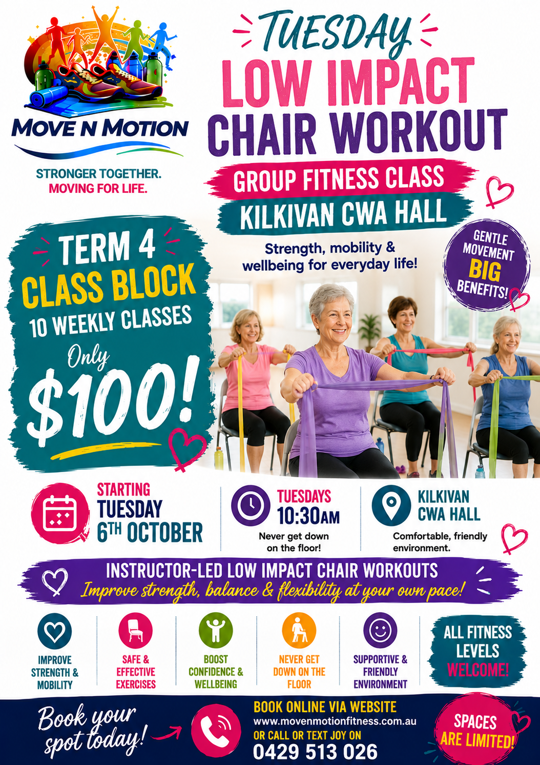 Term 4 Class Block Tuesday's Kilkivan low impact chair workout 10:30am