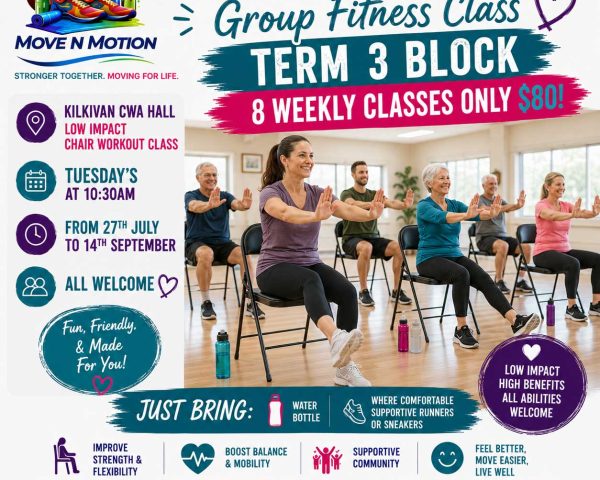Term 3 Class Block Tuesday's Kilkivan low impact chair workout 10:30am